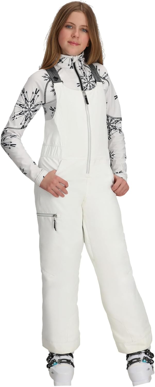 

Утепленные и водонепроницаемые сноуборд-брюки для девочек Obermeyer Anya Bib с системой продления срока службы, White