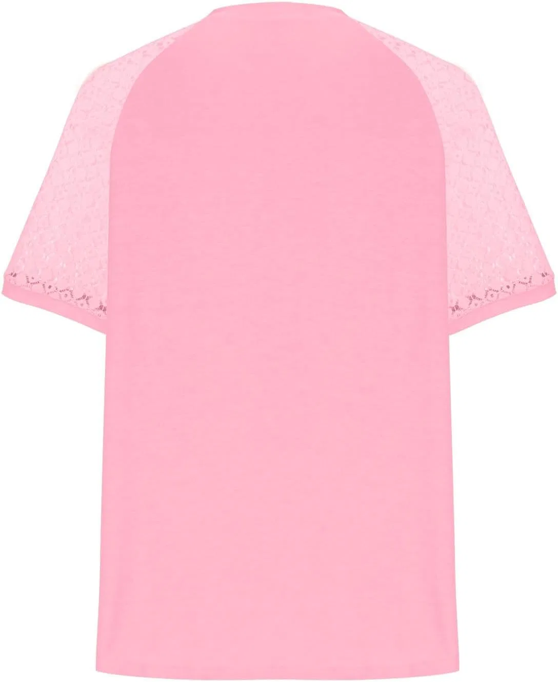 Футболка женская с кружевными рукавами, Oversized, Pink — фото 2
