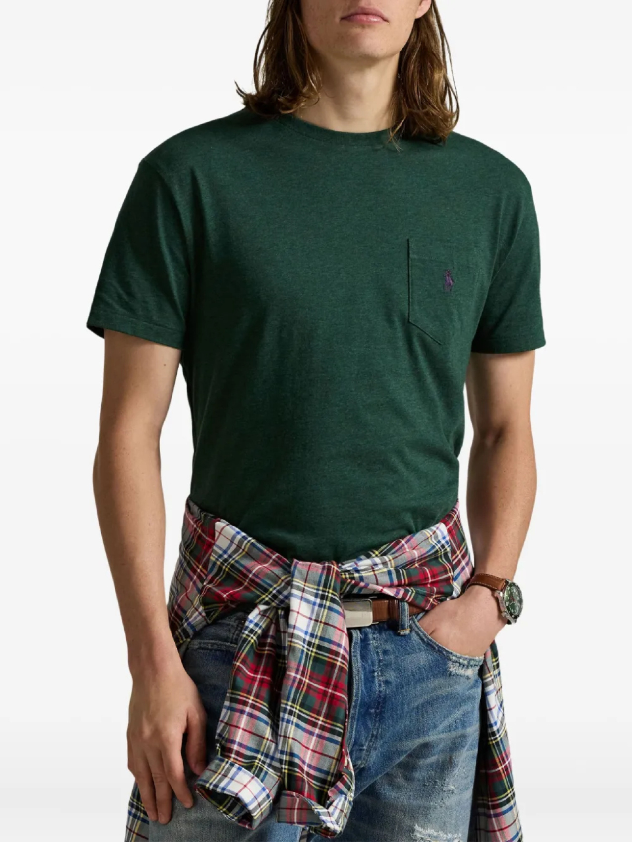 Polo Ralph Lauren футболка с накладным карманом, зеленый — фото 3