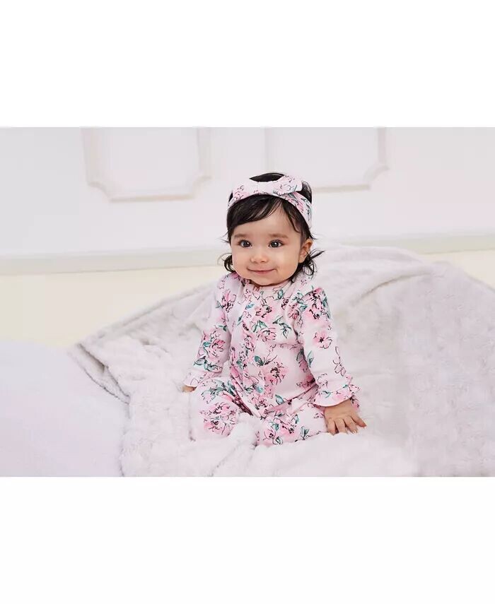Комбинезон на ножках с цветочным принтом Baby Girls Dream и повязка на голову, комплект из 2 предметов Little Me — фото 3