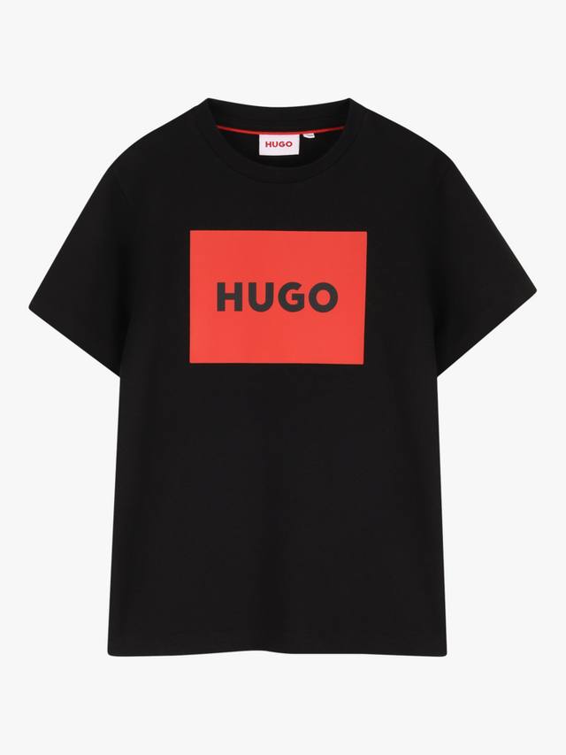 

Детская футболка с логотипом из хлопковой смеси HUGO BOSS, Black