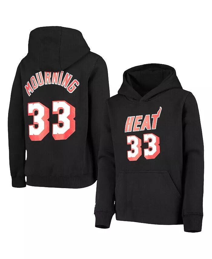 

Классический пуловер с капюшоном из твердой древесины Big Boys Alonzo Mourning Black Miami Heat Mitchell & Ness