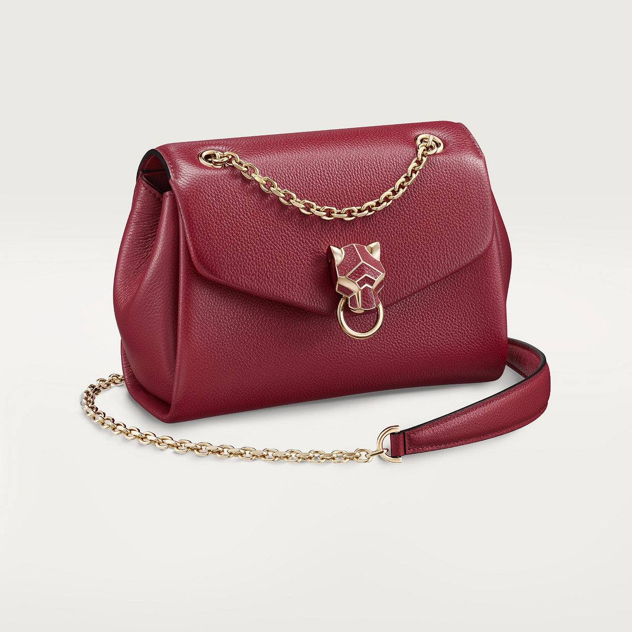 

Женская сумка через плечо Cartier Sac chaine mini modèle, Panthère Graphique de Cartier, телячья кожа бордового цвета