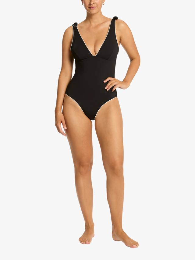 

Купальник лонглайн с отделкой в виде ракушек Sea Level, Black