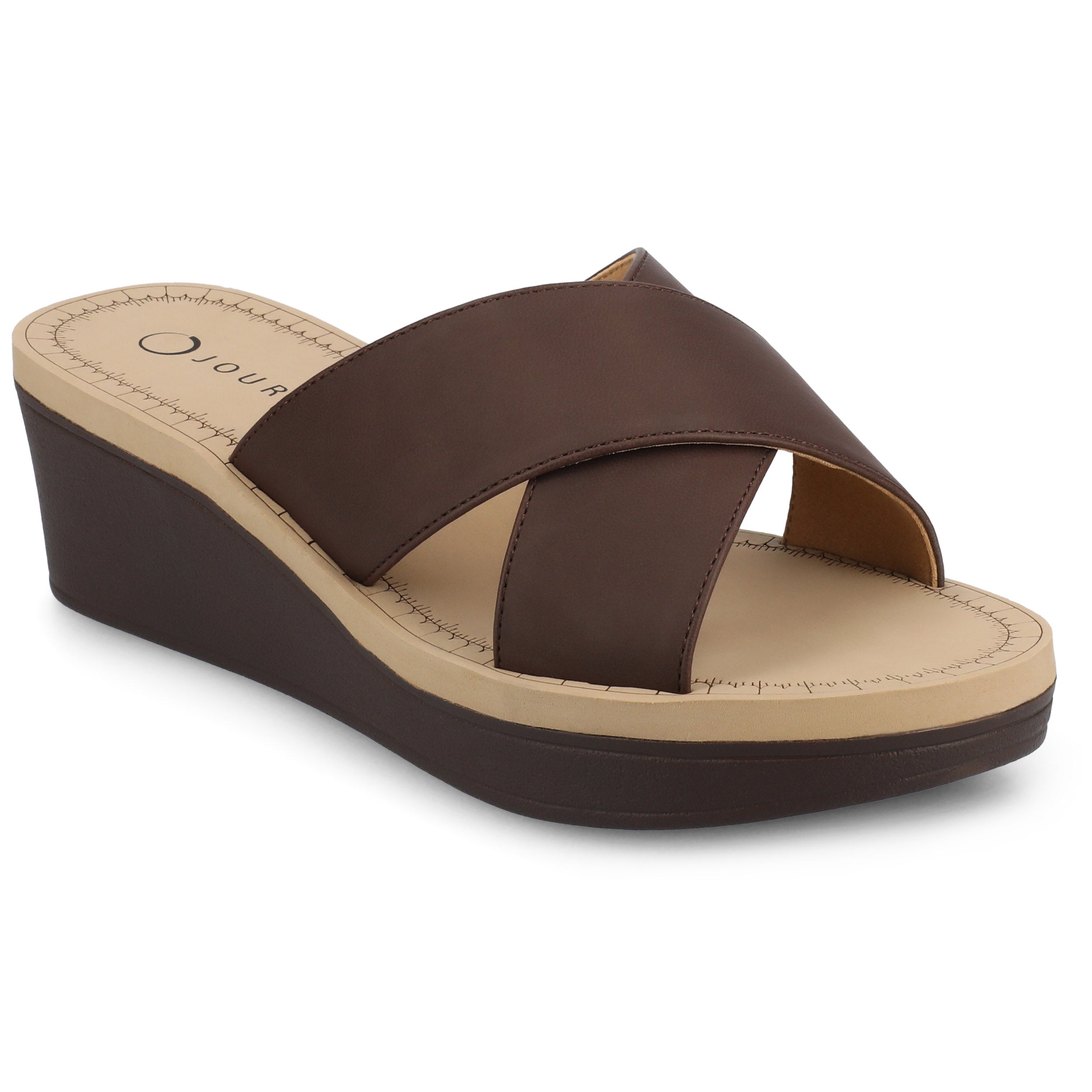 Женские босоножки на танкетке Journee Biara Platform Journee Collection, коричневый