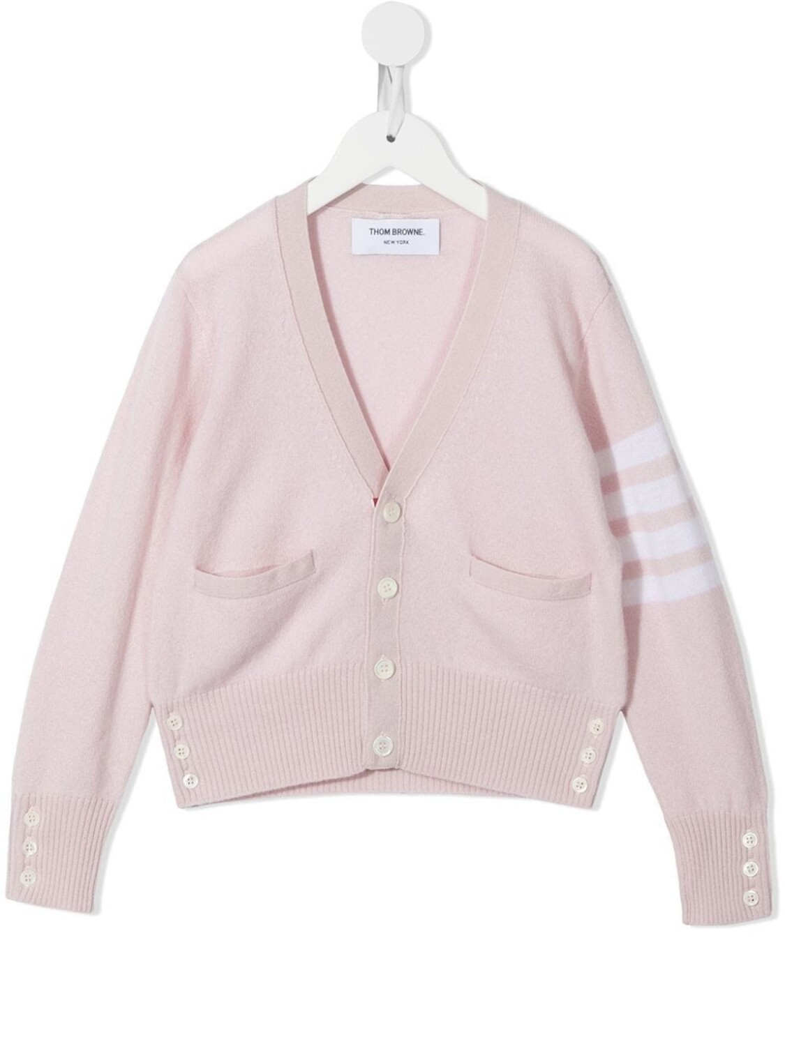 

Thom Browne Kids кашемировый кардиган с полосками 4-Bar, розовый
