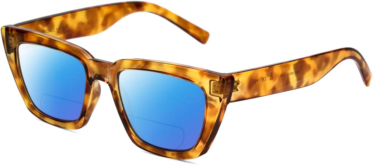 

Солнцезащитные очки для чтения Calabria K+K SADIE Square Polarized BiFocal для женщин, модные и стильные дизайнерские солнцезащитные очки, Tortoise Havana Crystal/Blue