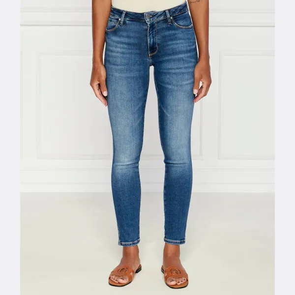 

Изогнутые джинсы скинни Guess, синий