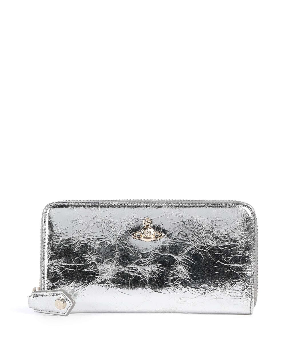 

Кошелек из мятой кожи с металлизированным эффектом Vivienne Westwood, серебряный