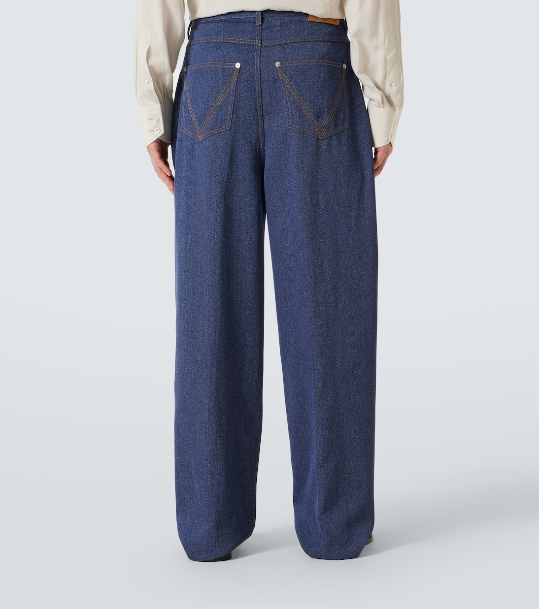 Широкие брюки-клеш из шерсти и хлопка Drill Bottega Veneta, Indigo — фото 4