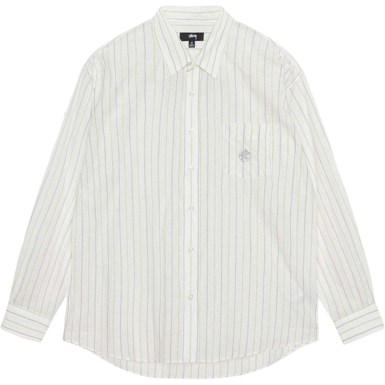 

Классическая полосатая рубашка из хлопка и льна Stussy, белый
