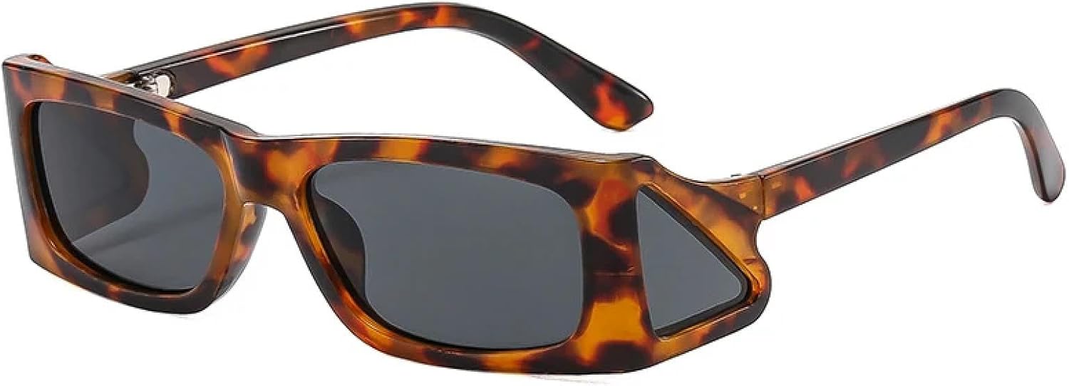 

Модные уникальные маленькие солнцезащитные очки для женщин в стиле ретро с прозрачными линзами цвета океана, модные панк-солнцезащитные очки с защитой от УФ-излучения UV400 для мужчин TKKTLLT, Leopard Grey