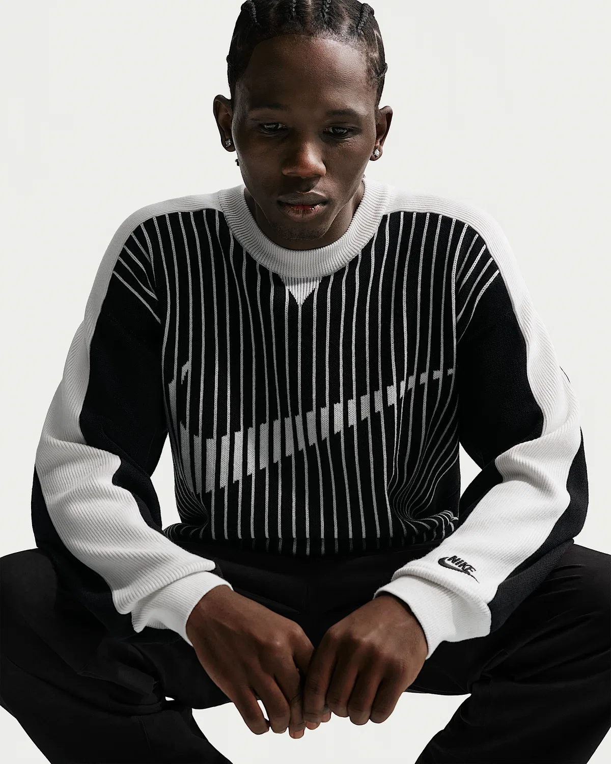 Мужской джерсовый свитер Nike Sportswear Club, Black/Sail — фото 3