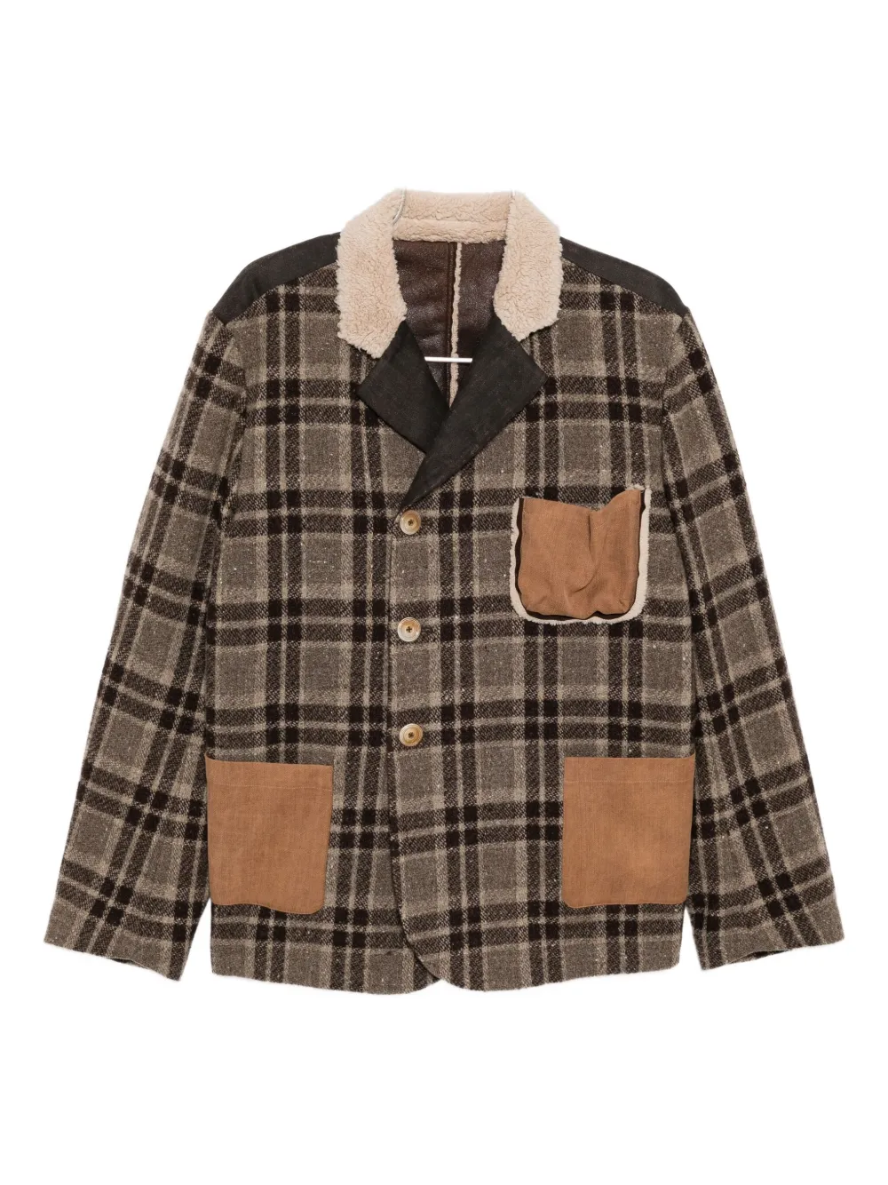 

Кожаная куртка в клетку COMMUNS, коричневый