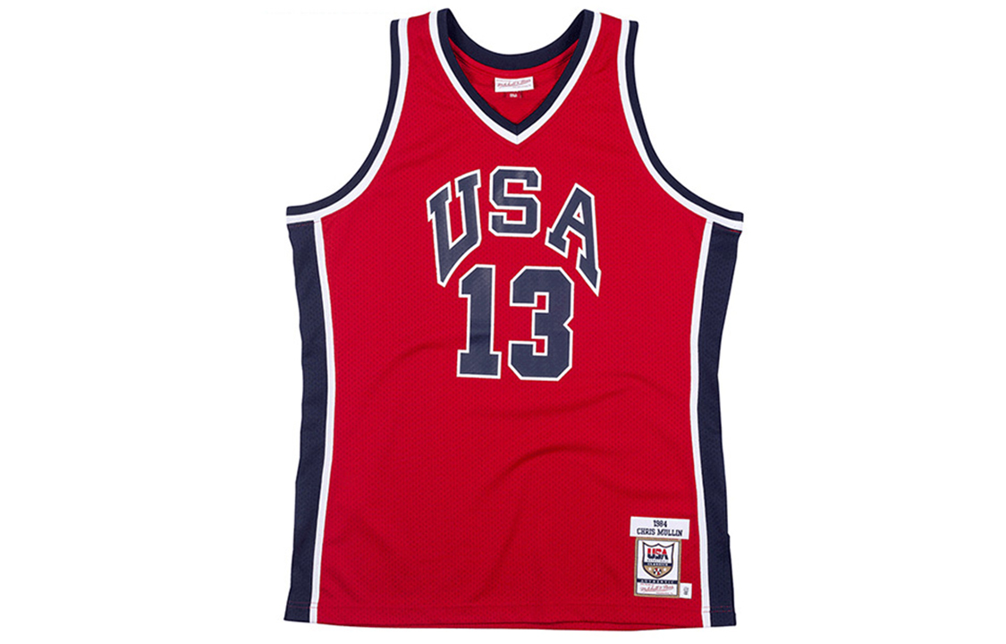 

Джерси authentic Mitchell & Ness 1984 Chris Mullin Usa Basketball 'University' Mitchell Ness, красный