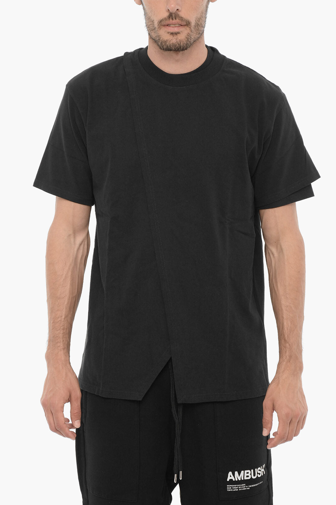 

Футболка Ambush Solid Color Overlap с круглым вырезом, черный