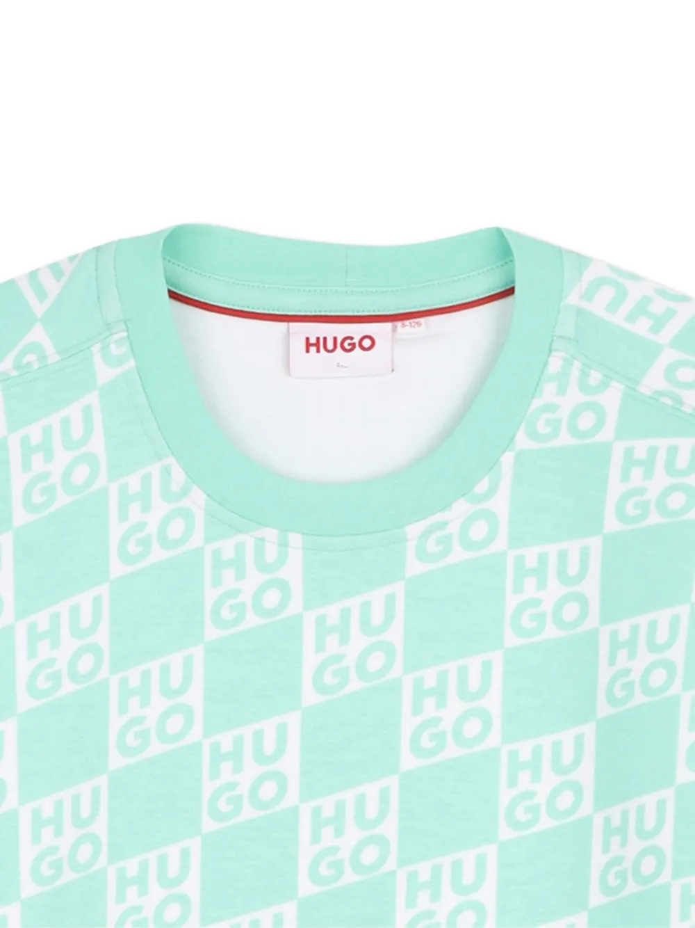 Платье с короткими рукавами и узором Hugo Kids, зеленый — фото 3