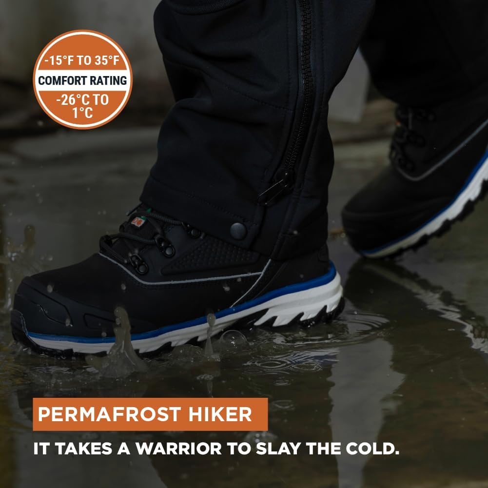 Мужские утепленные водонепроницаемые кожаные ботинки RefrigiWear Permafrost Hiker, от -15F до 35F (-26C до 2C), черные — фото 2