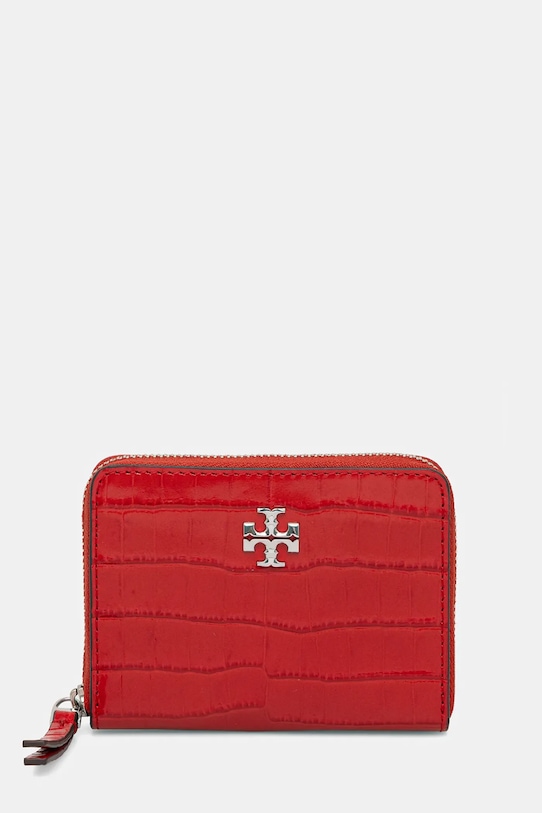 

Маленький кожаный кошелек на молнии Kira Croc Tory Burch, красный