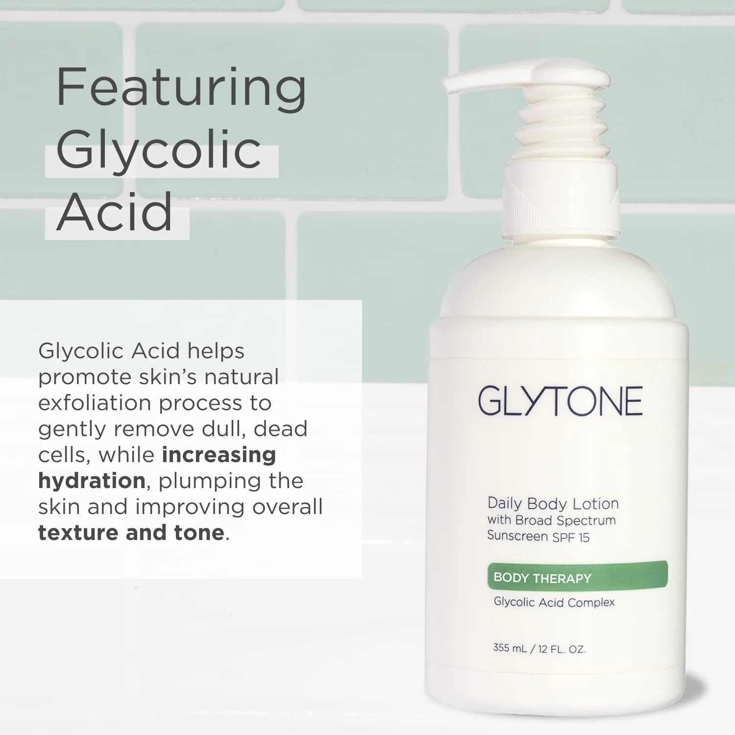 Glytone Daily Body Lotion с SPF 15, увлажняющий крем для тела с солнцезащитным фильтром широкого спектра, с гликолевой кислотой и маслом ши, для чувствительной кожи, 340 г — фото 3