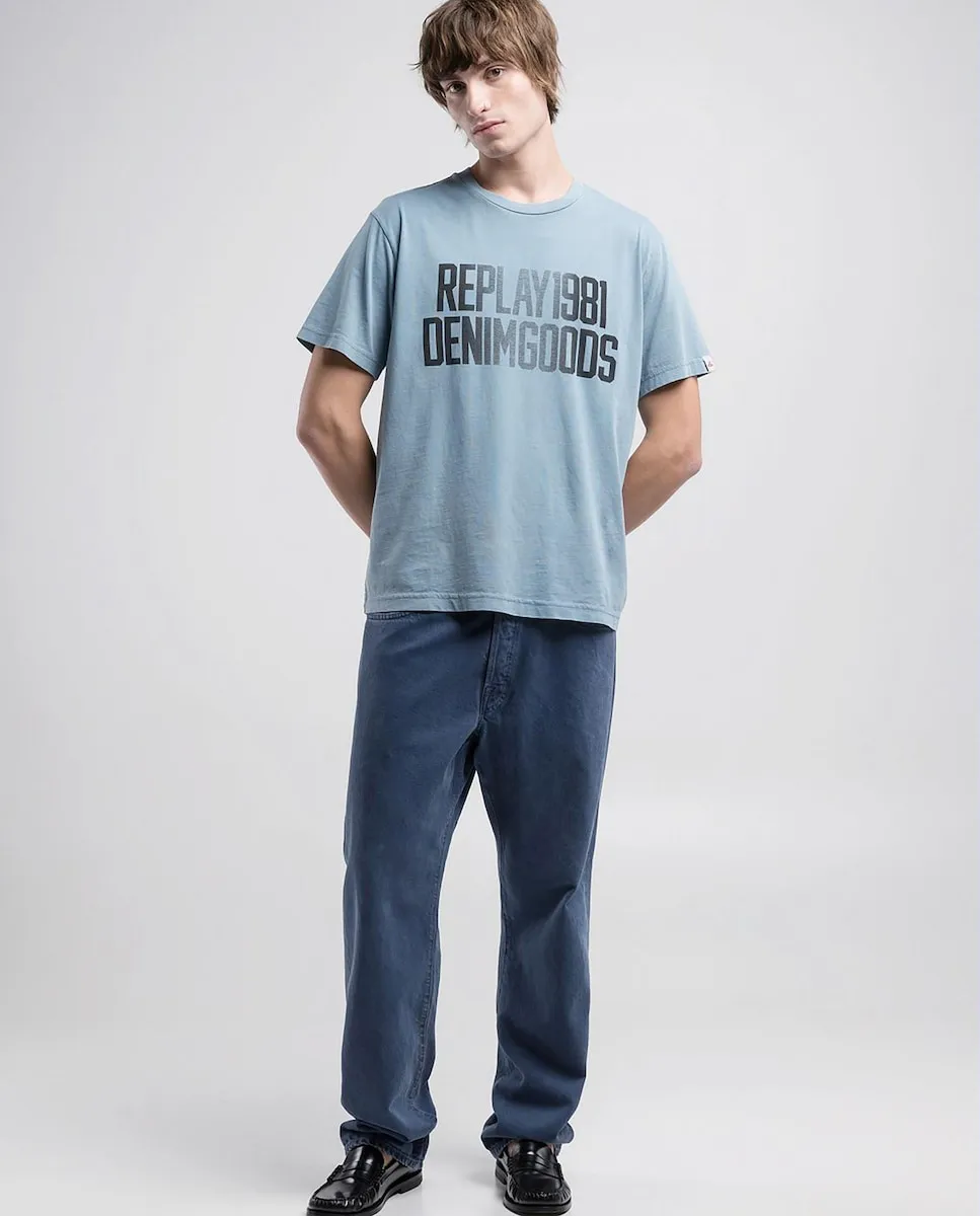 

Мужская футболка с коротким рукавом и круглым вырезом Replay, светло-голубой