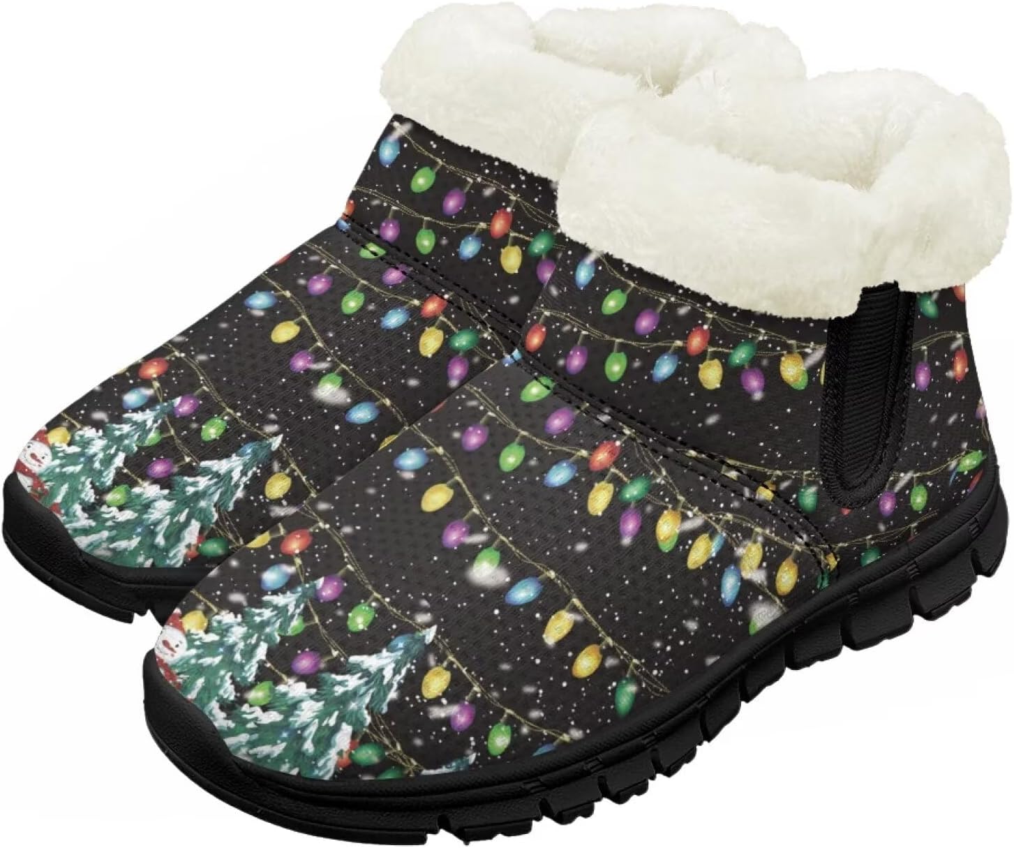 

Мальчики Девочки Зимние теплые ботинки Нескользящие легкие уличные ботинки для ходьбы в холодную погоду Chririnla, Christmas Tree Lights