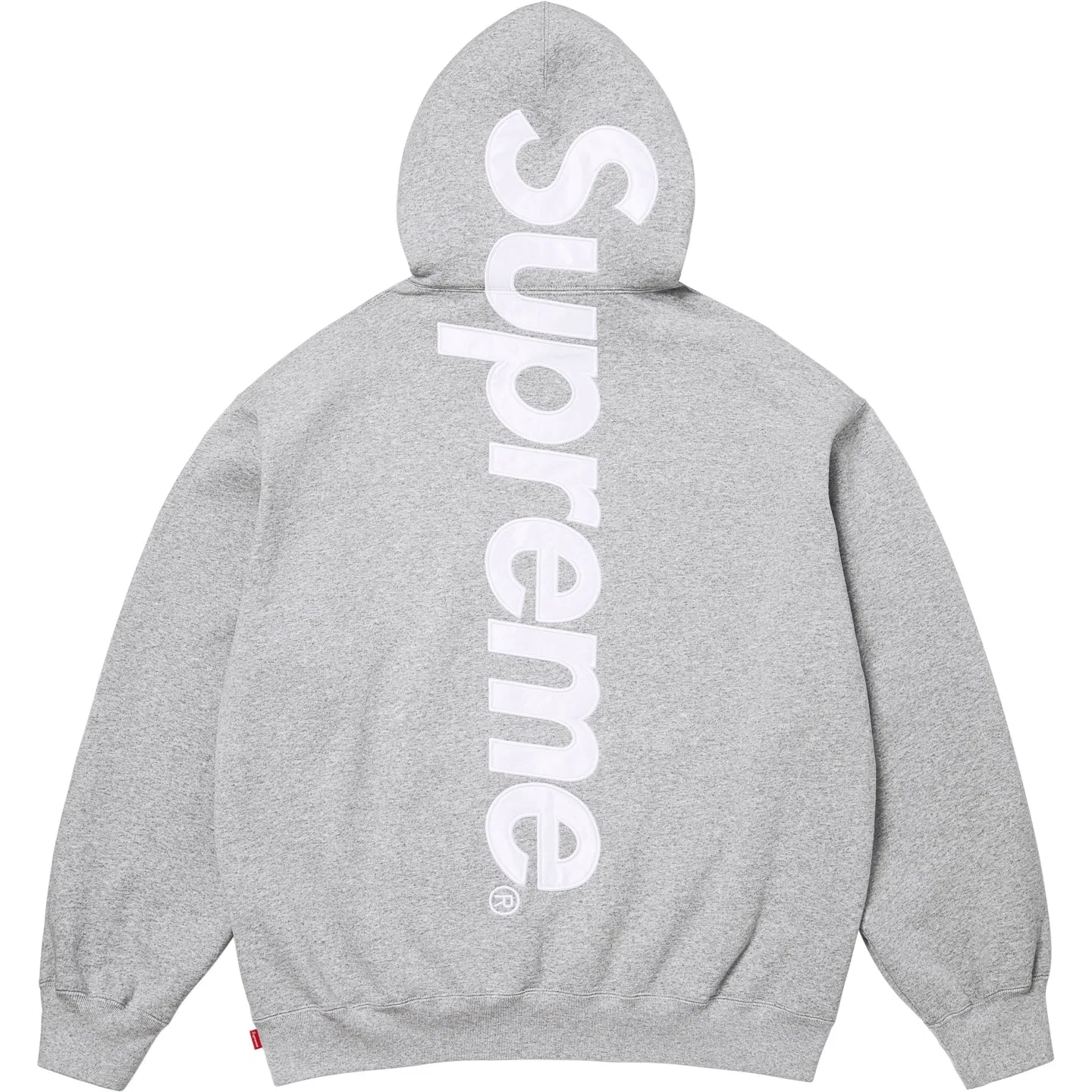 Худи на молнии Supreme из сатина с аппликацией, серый