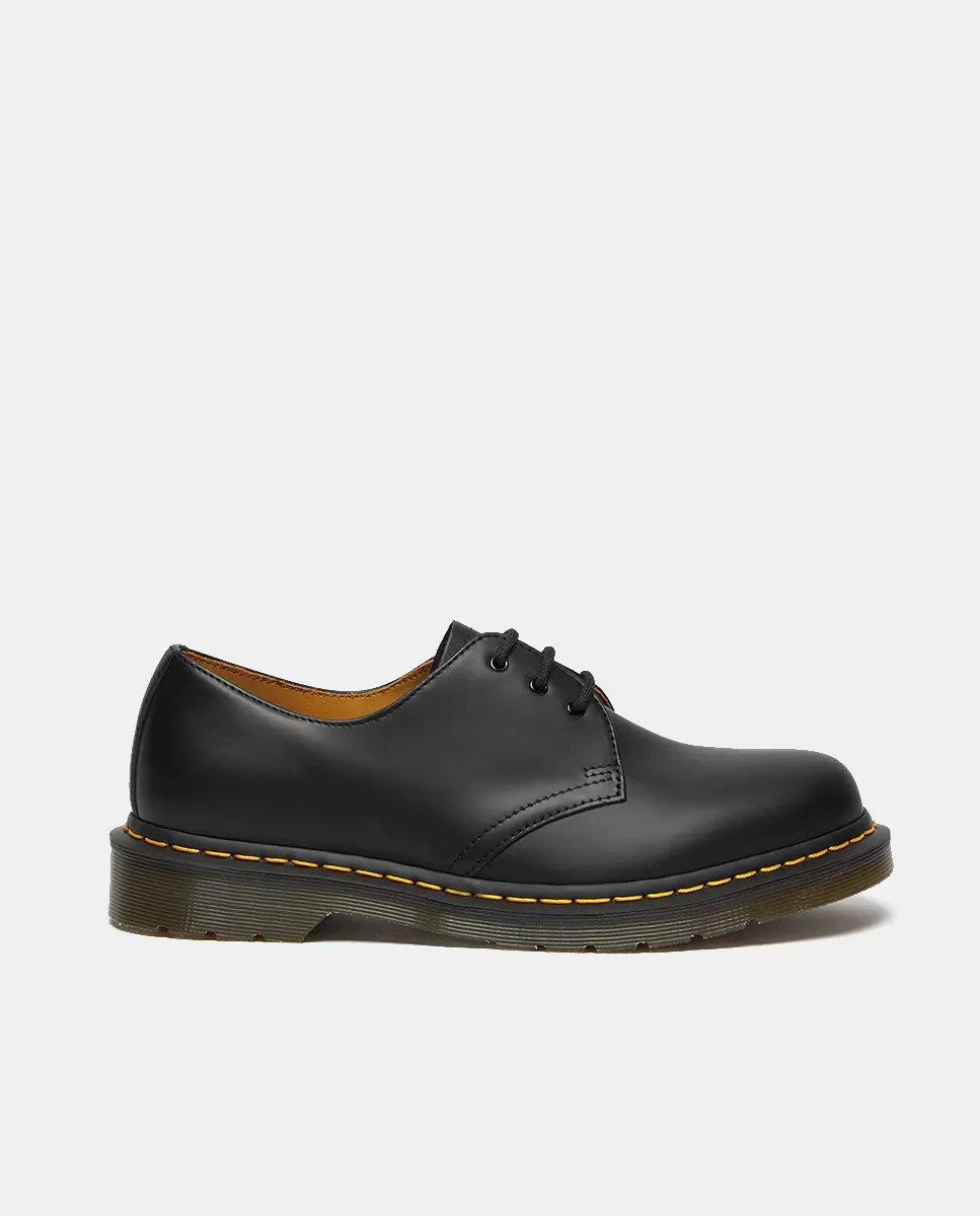 

Туфли унисекс на шнуровке из черной кожи с желтой строчкой Dr. Martens, черный