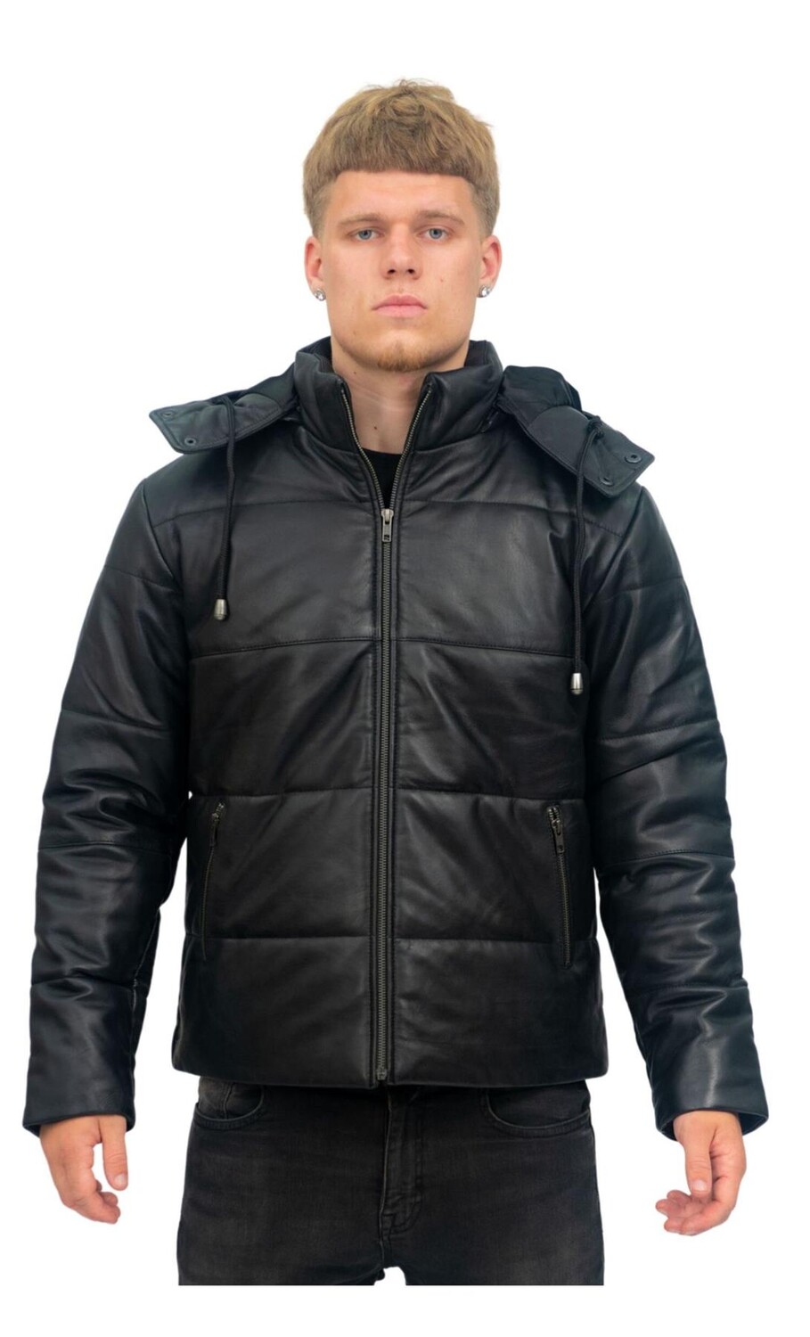

Пуховик кожаный бомбер аугсбург Infinity Leather, черный