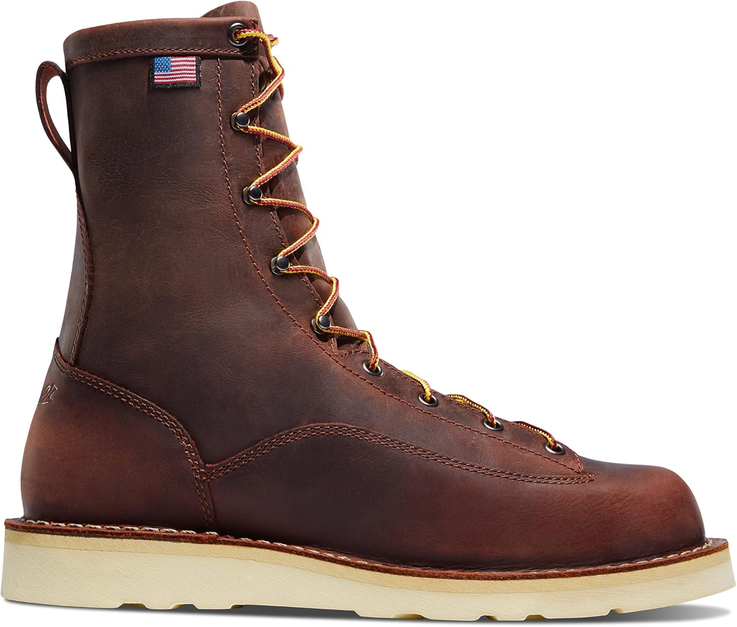 Мужские рабочие ботинки Danner Bull Run 8” - прочная, легкая кожа полного зерна с подошвой из нескользящего клина и стелькой с трехуровневой амортизацией, электропроводящие, коричневый — фото 3