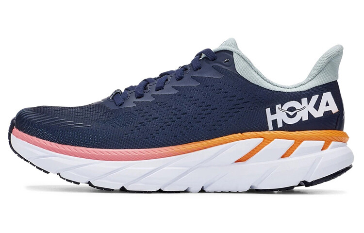 

Кроссовки Clifton 7 женские с низким верхом, синие/оранжевые Hoka One One