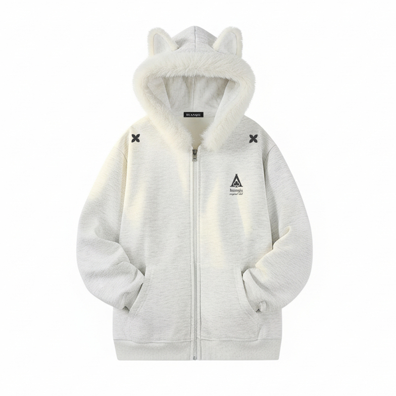 

Толстовка Unisex Hooded Thickened Cardigan HUANQIU, белый серый[thickened and fleece-lined]