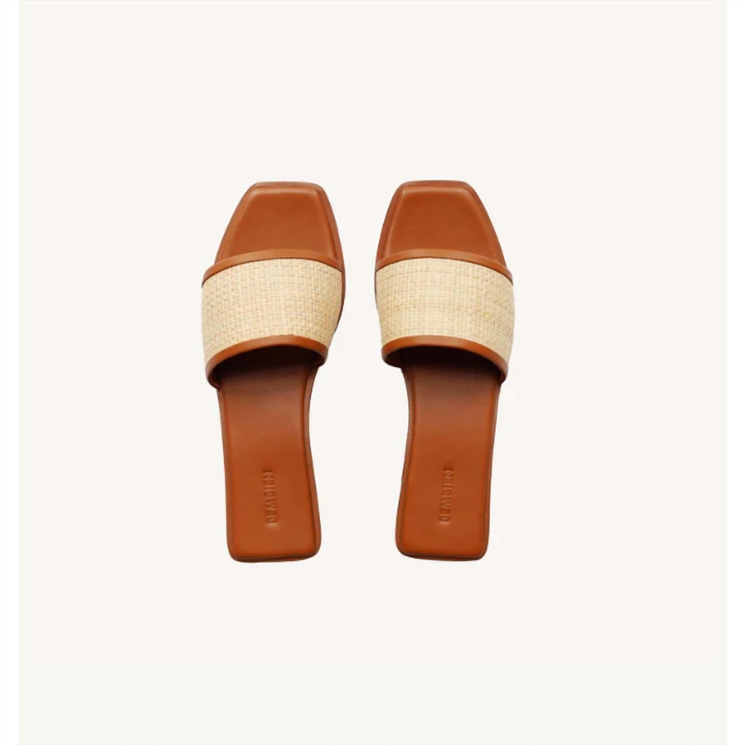 Женские сандалии Ona Slide в карамельном цвете из рафии BEMBIEN, Caramel Raffia — фото 2