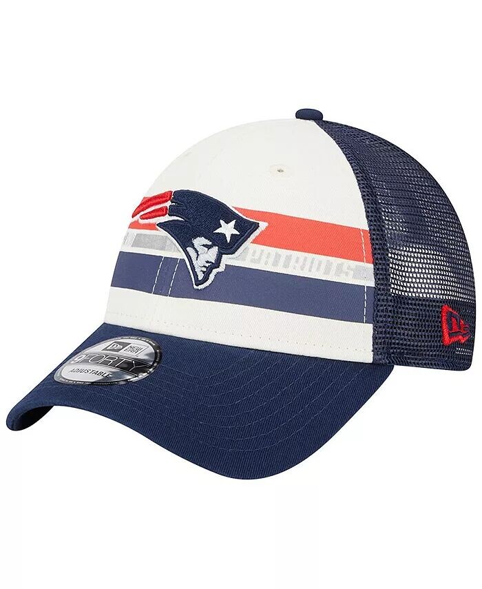 

Мужская кремовая темно-синяя кепка New England Patriots Team Stripe Trucker 9FORTY Snapback New Era