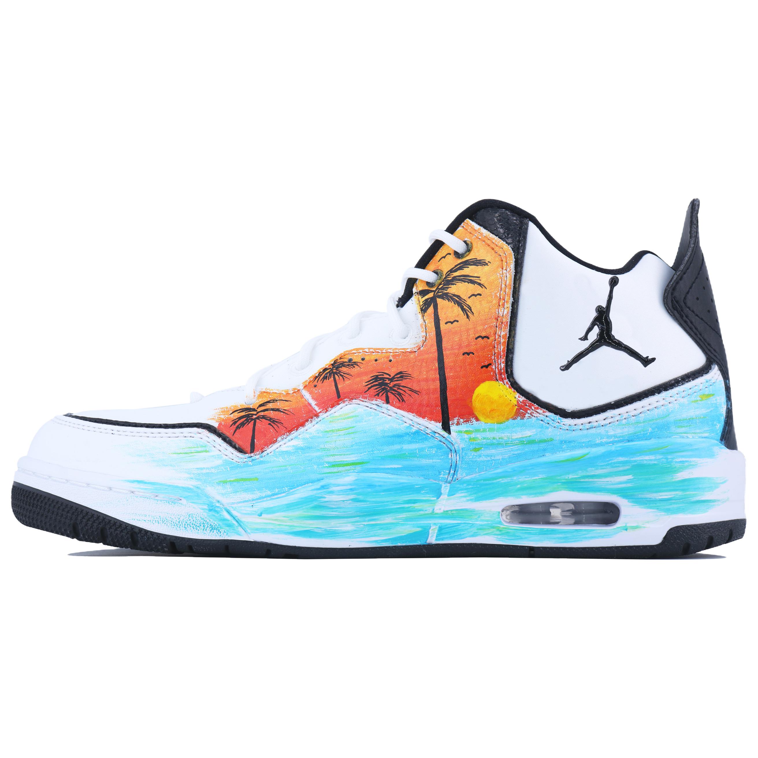 

Courtside 23 Coast устойчивые к истиранию кроссовки Mid top винтажные баскетбольные для мужчин оранжевый синий Jordan, белый