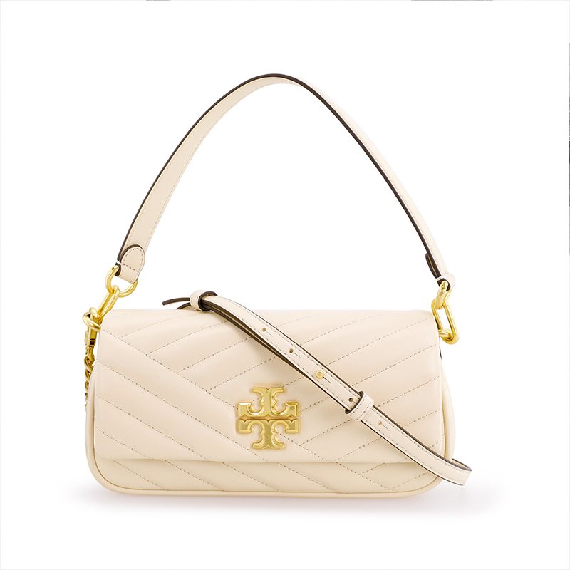 

TORY BURCH Кожаная сумка через плечо Киры Сумка сумка-багет Портативная сумка кроссбоди Маленькая женская сумка через плечо кремово-белого цвета