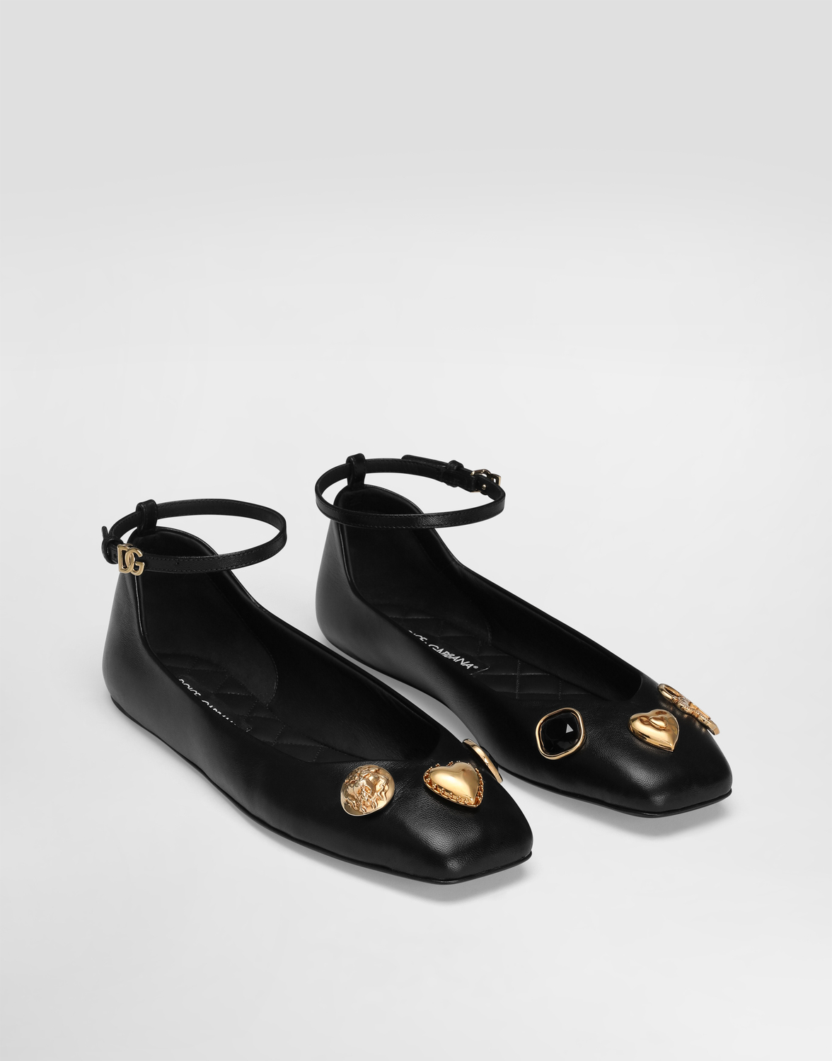 Кожаные балетки с вышивкой Dolce & Gabbana, черный — фото 2
