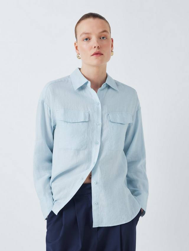 

Льняная рубашка с карманом John Lewis, Sky Blue
