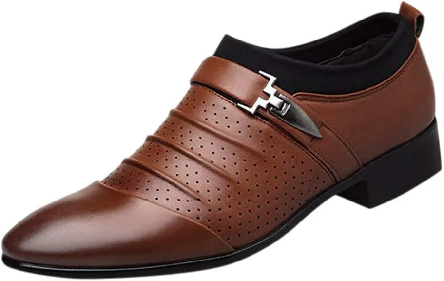 

Мужские деловые кожаные туфли с острым носком, повседневные дышащие сандалии, удобная обувь из кожи для мужчин Generic, коричневый