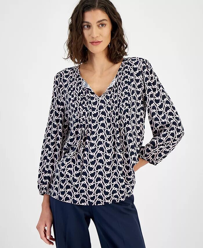 

Женская блузка Heartlock Pintuck с длинным рукавом Tommy Hilfiger, синий