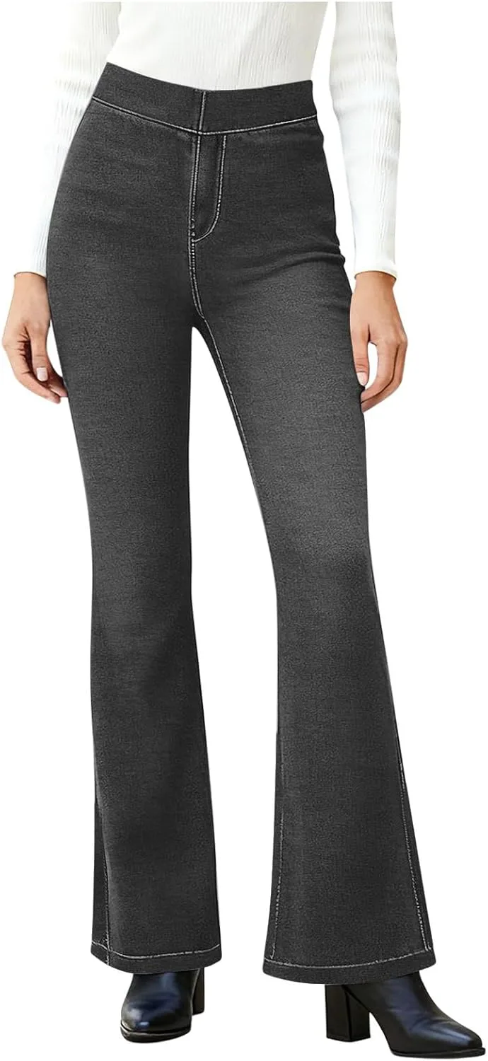 

Женские джинсы-клеш с высокой талией и карманами