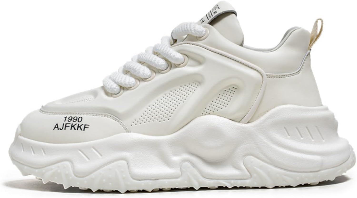 

Мужские кожаные кроссовки на платформе с шнуровкой, классический круглый носок, противоскользящие массивные спортивные кроссовки для тенниса, вождения и ходьбы Khwfjas, белый