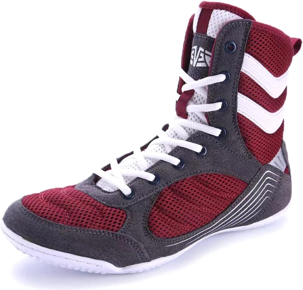 

Высокие боксерские ботинки для мужчин, легкие борцовские кроссовки с резиновой подошвой для подростков, Муай Тай, кикбоксинг, спарринг Hiuzylqx, красный