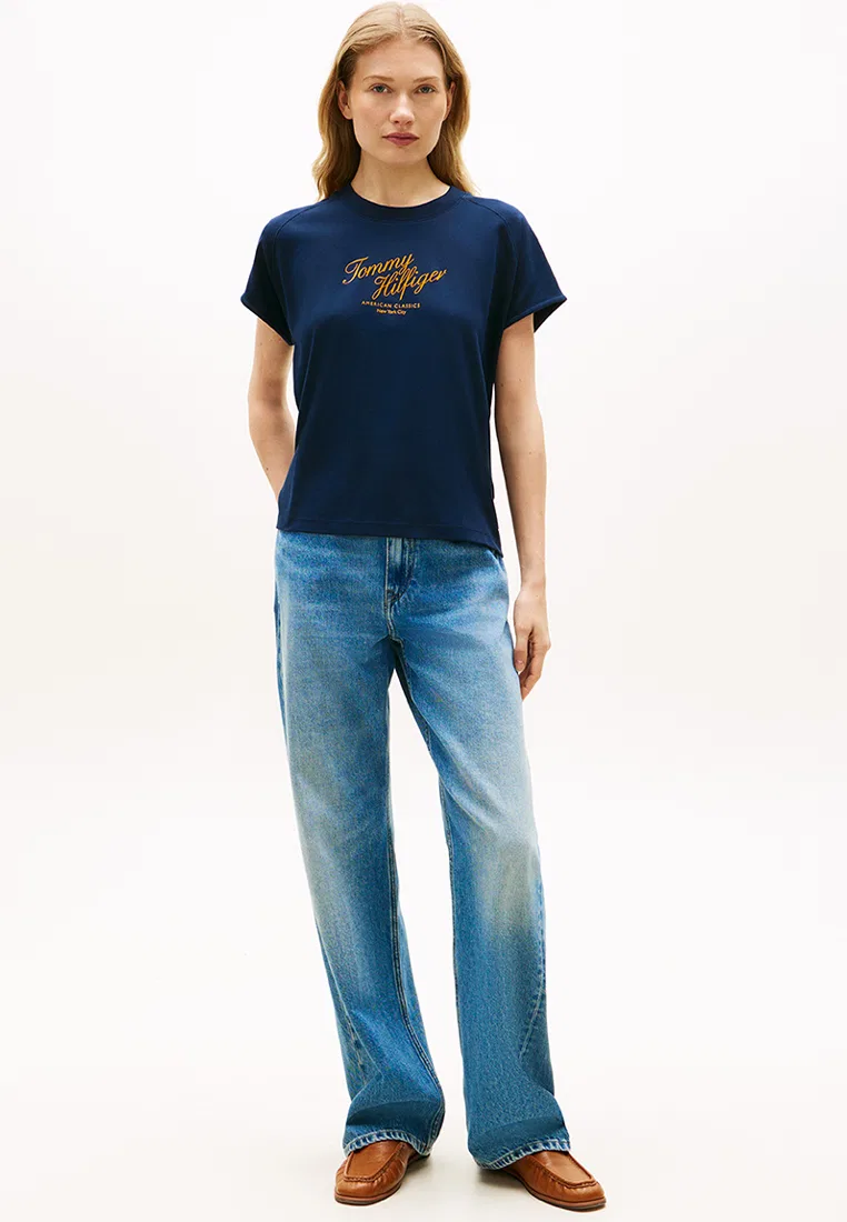 Футболка, Seasonal Script Tee, TH Mainline Tommy Hilfiger, темно-синий — фото 4