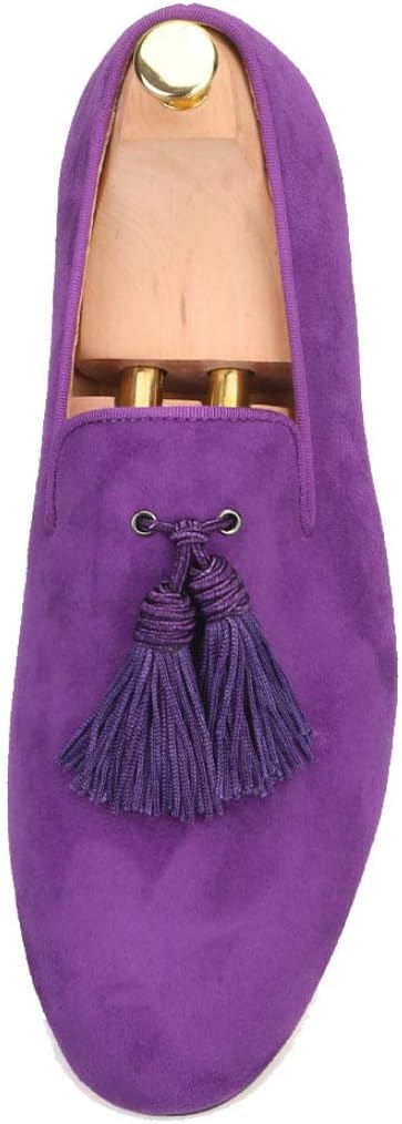 FERUCCI Men Purple Suede Slippers Loafers Flat with Big Purple Tassel — фото 3