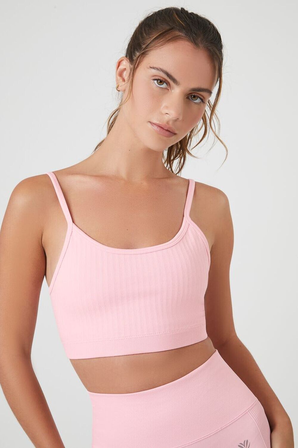

Бесшовный удлиненный спортивный бюстгальтер Forever 21, розовый
