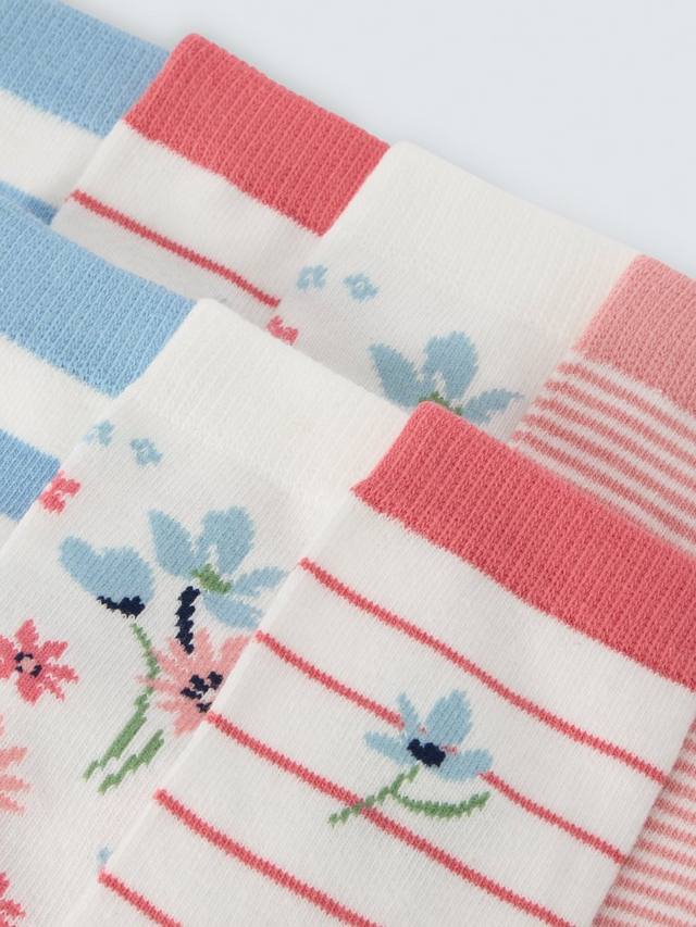 Детские носки с цветочным принтом и полосками John Lewis, Pack of 7, Multi — фото 2