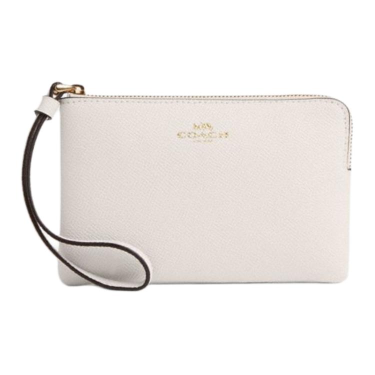 

COACH Угловая сумка на молнии из переработанной кожи небольшого размера для женщин дымчато-белого цвета