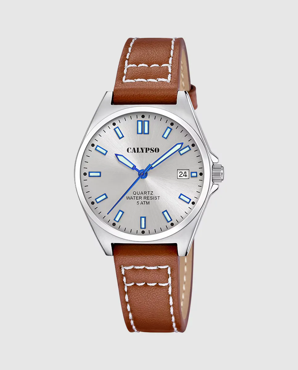 

K5869/2 Базовые коричневые кожаные женские часы Calypso