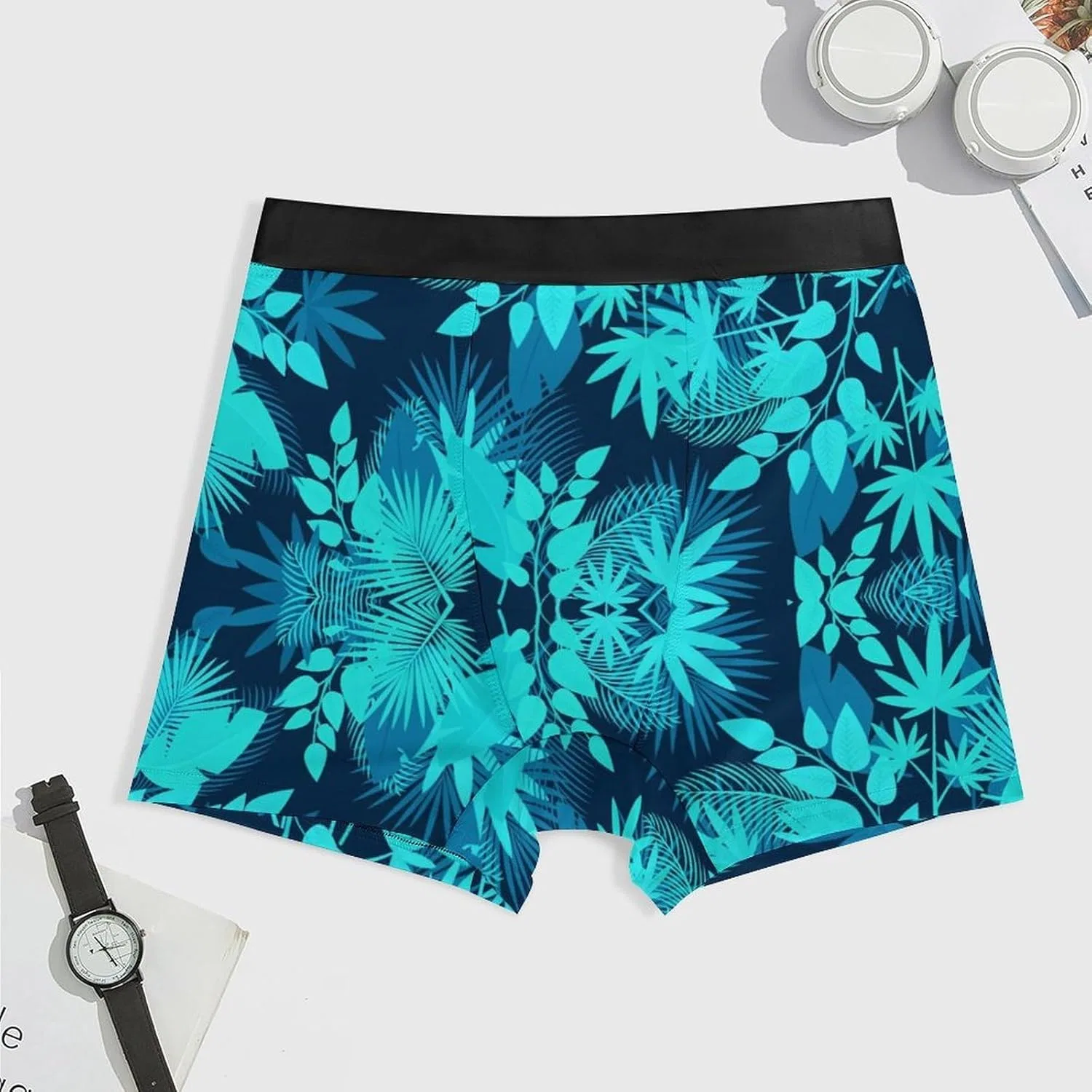 Боксеры с принтом Palm Leaves, Men’s Boxer Briefs Novelty Beach Underwear — фото 3